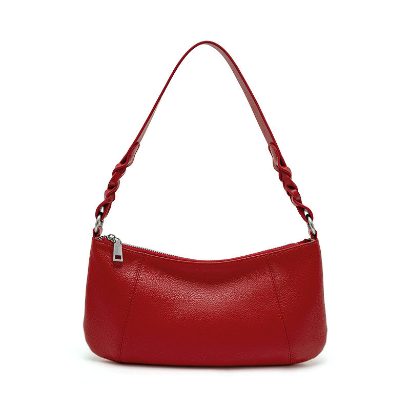 Cowhide Underarm Top-Handle Bag