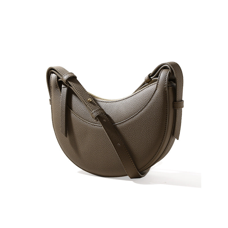 Pebbled Leather Crescent Bag