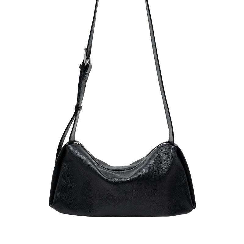 Wide-Strap Leather Pillow Bag