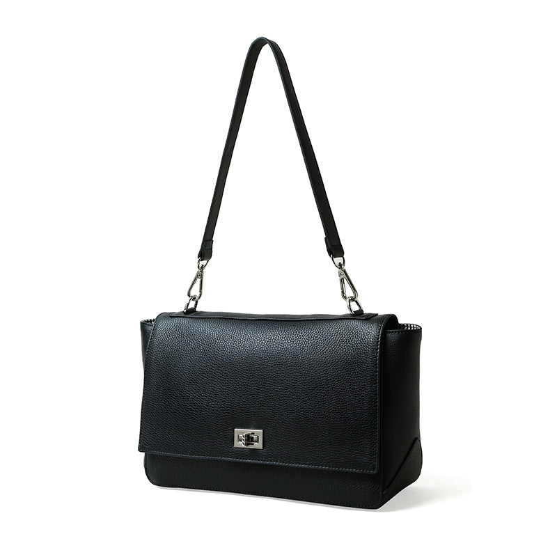 Lock-Flap Leather Tote