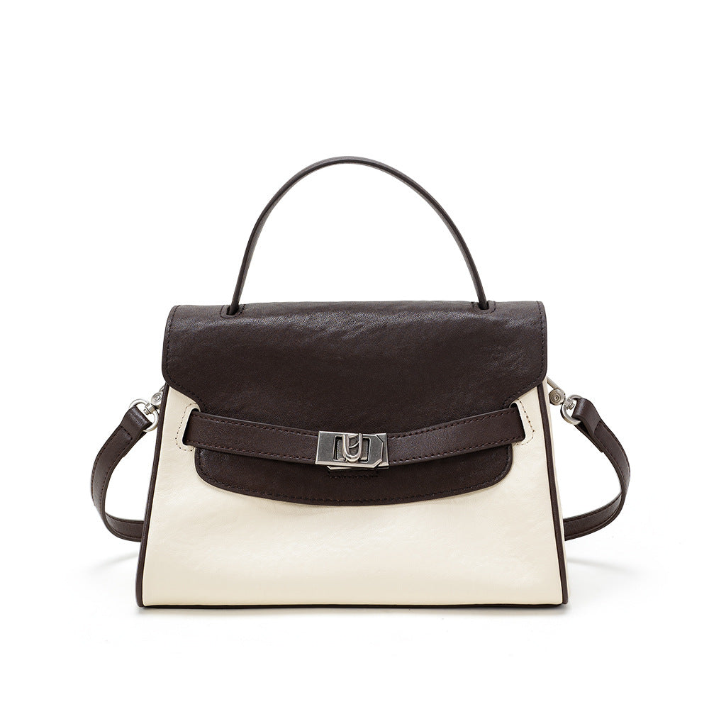 Two-Tone Leather Flap Handbag