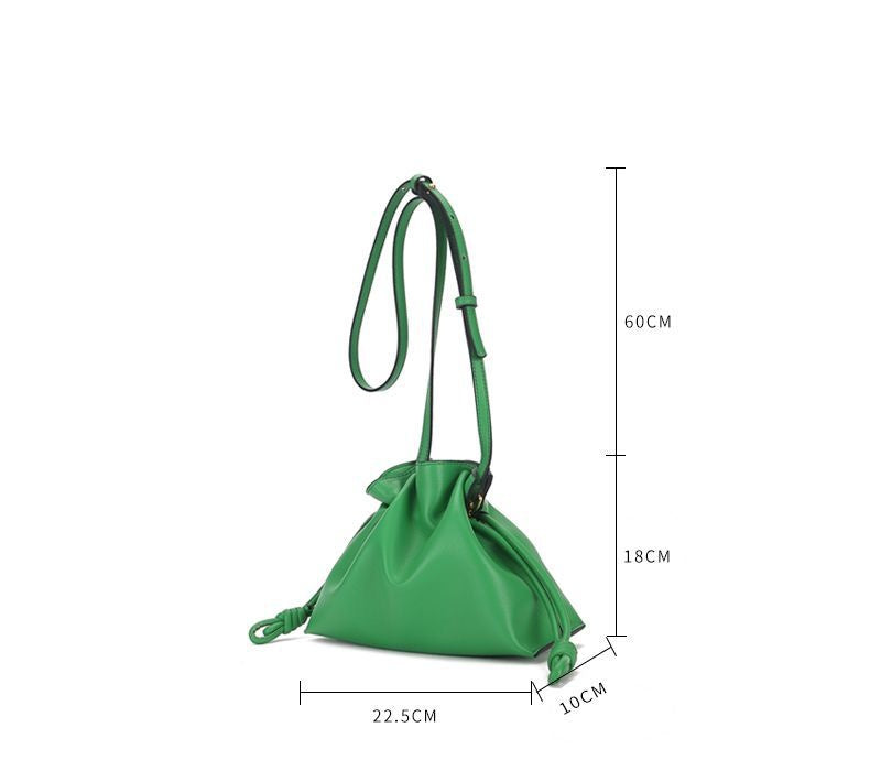 Small Drawstring Leather Bucket Bag
