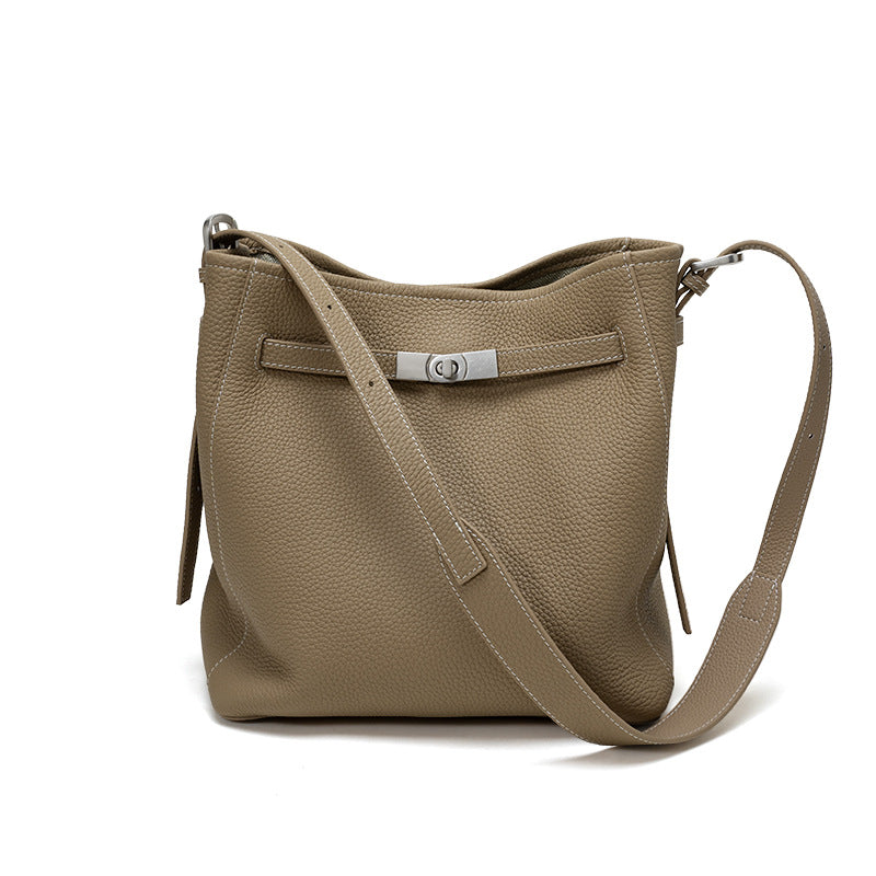 Large Leather Bucket Tote