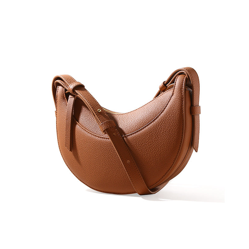 Pebbled Leather Crescent Bag
