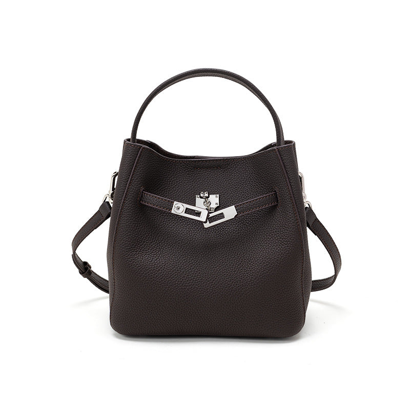 Cowhide Basket Bucket Crossbody