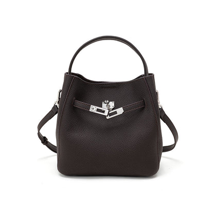 Cowhide Basket Bucket Crossbody