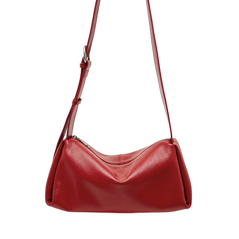 Wide-Strap Leather Pillow Bag