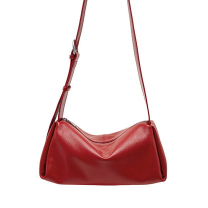 Wide-Strap Leather Pillow Bag