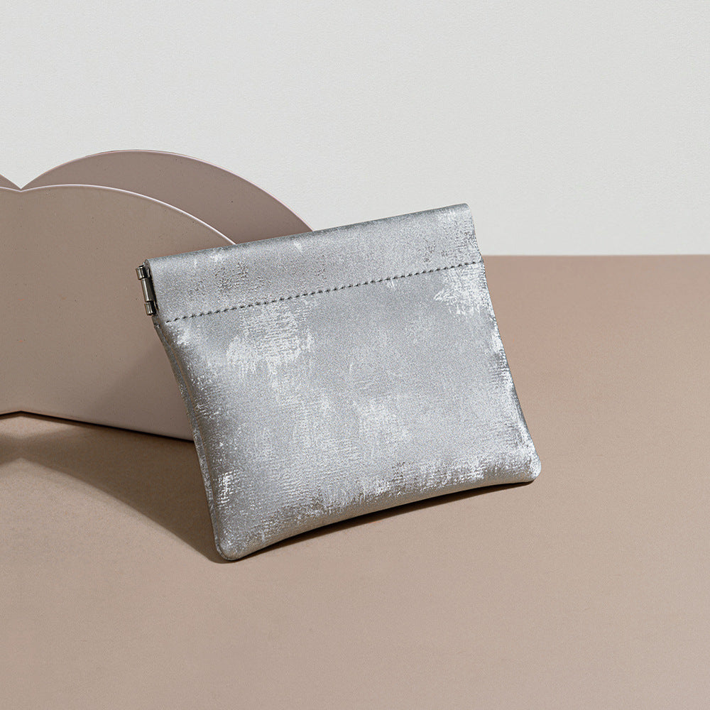 Satin & Leather Snap Coin Pouch