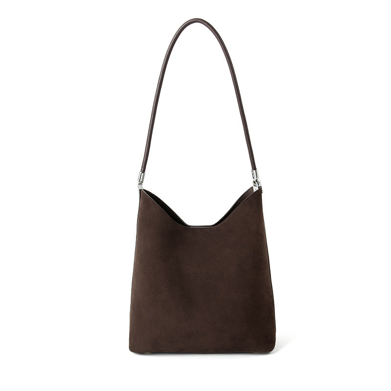 Cowhide Leather Bucket Handbag