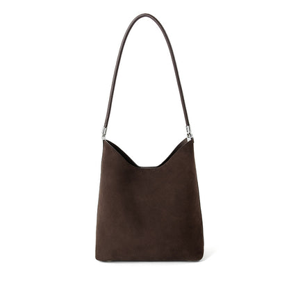 Cowhide Leather Bucket Handbag