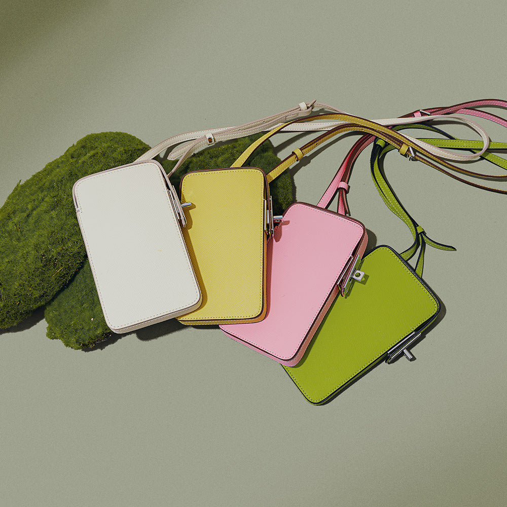 Pebbled Leather Box Phone Bag