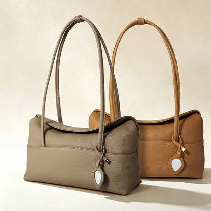 Korean-Style Leather Tote Handbag
