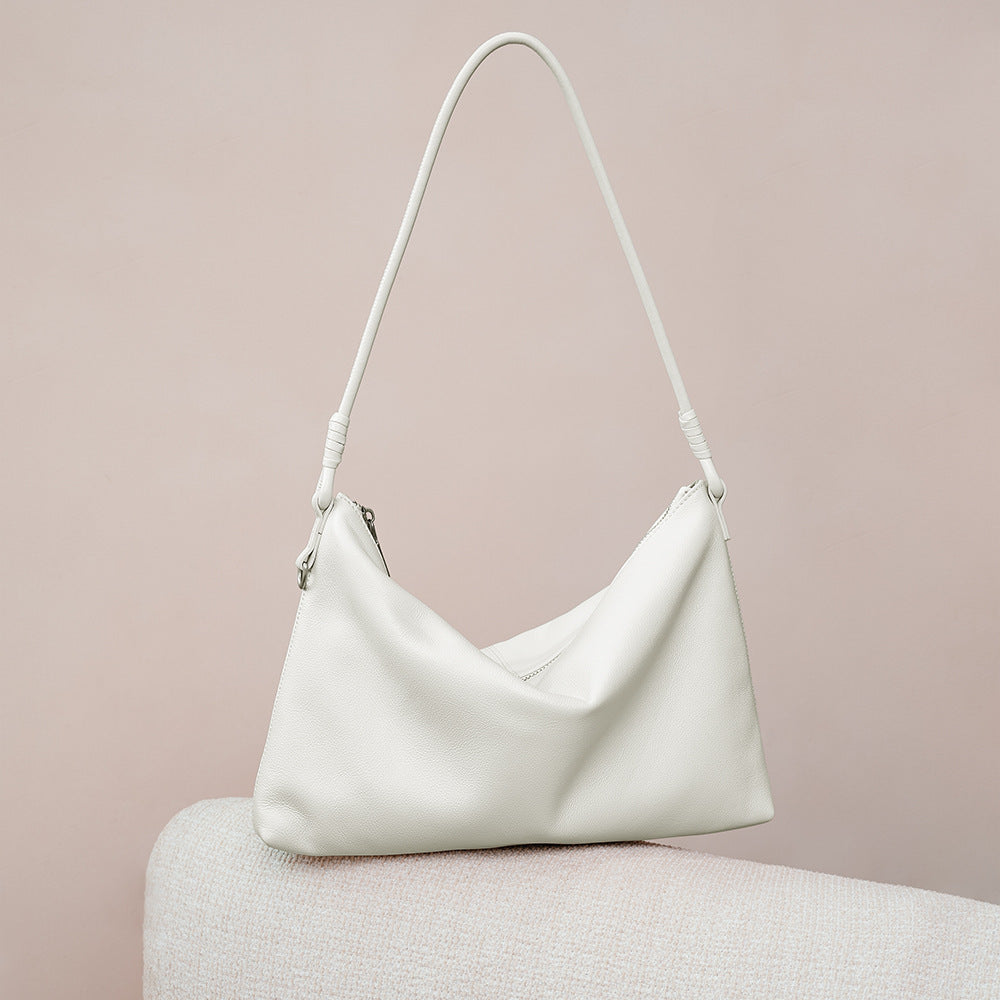 Cowhide Leather Top-Handle Shoulder Bag
