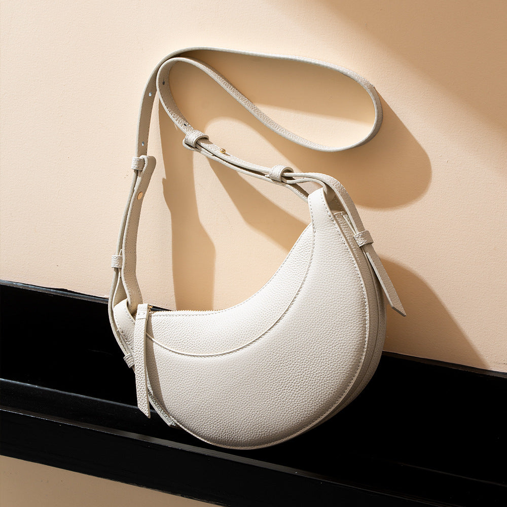 Pebbled Leather Crescent Bag