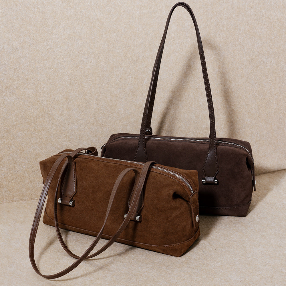 Nubuck Boston Baguette Tote