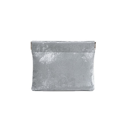 Satin & Leather Snap Coin Pouch