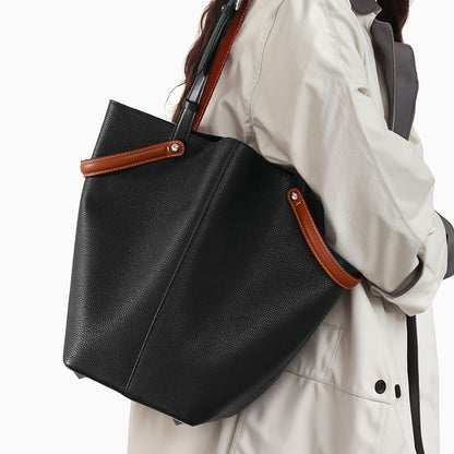 Large Leather Basket Tote