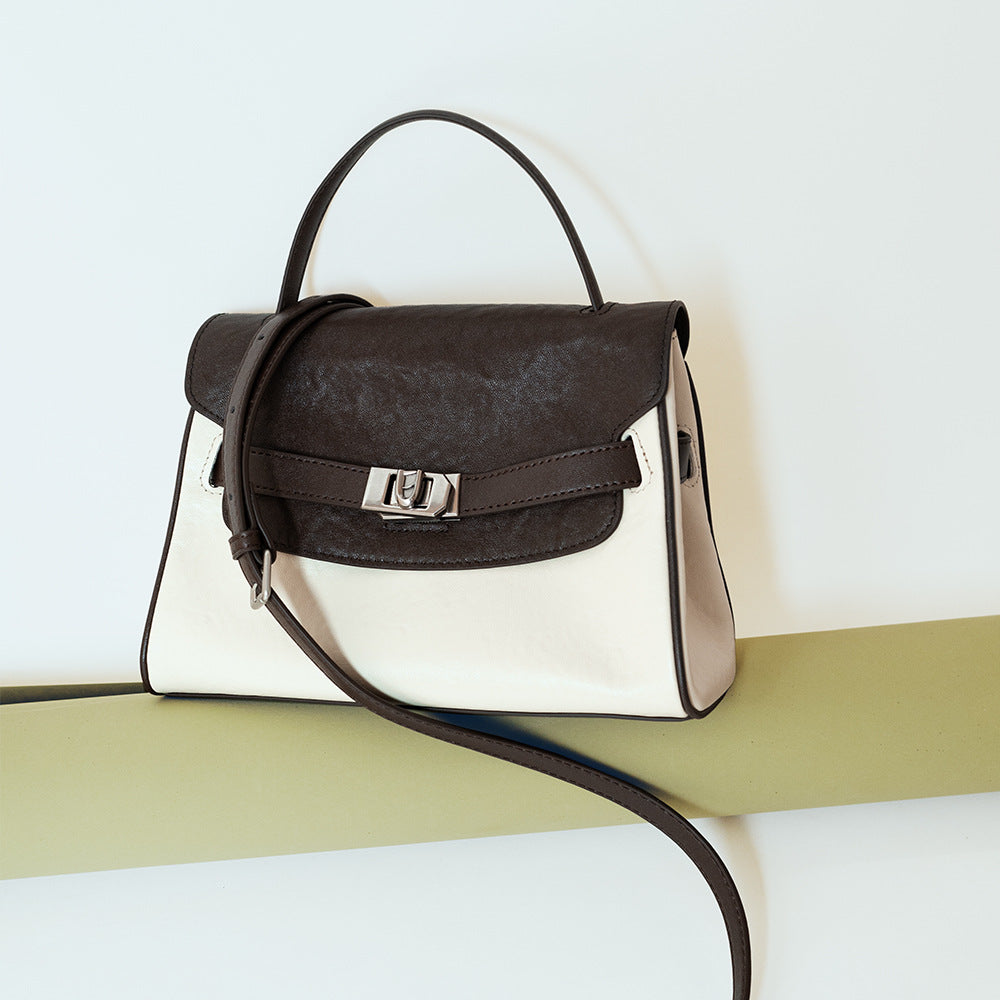 Two-Tone Leather Flap Handbag