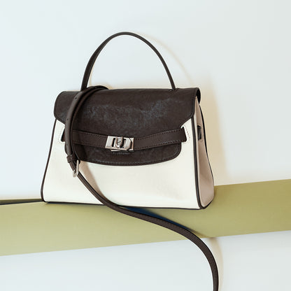 Two-Tone Leather Flap Handbag