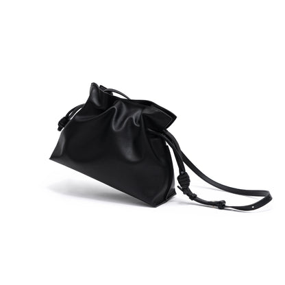 Pleated Leather Top-Handle Bag