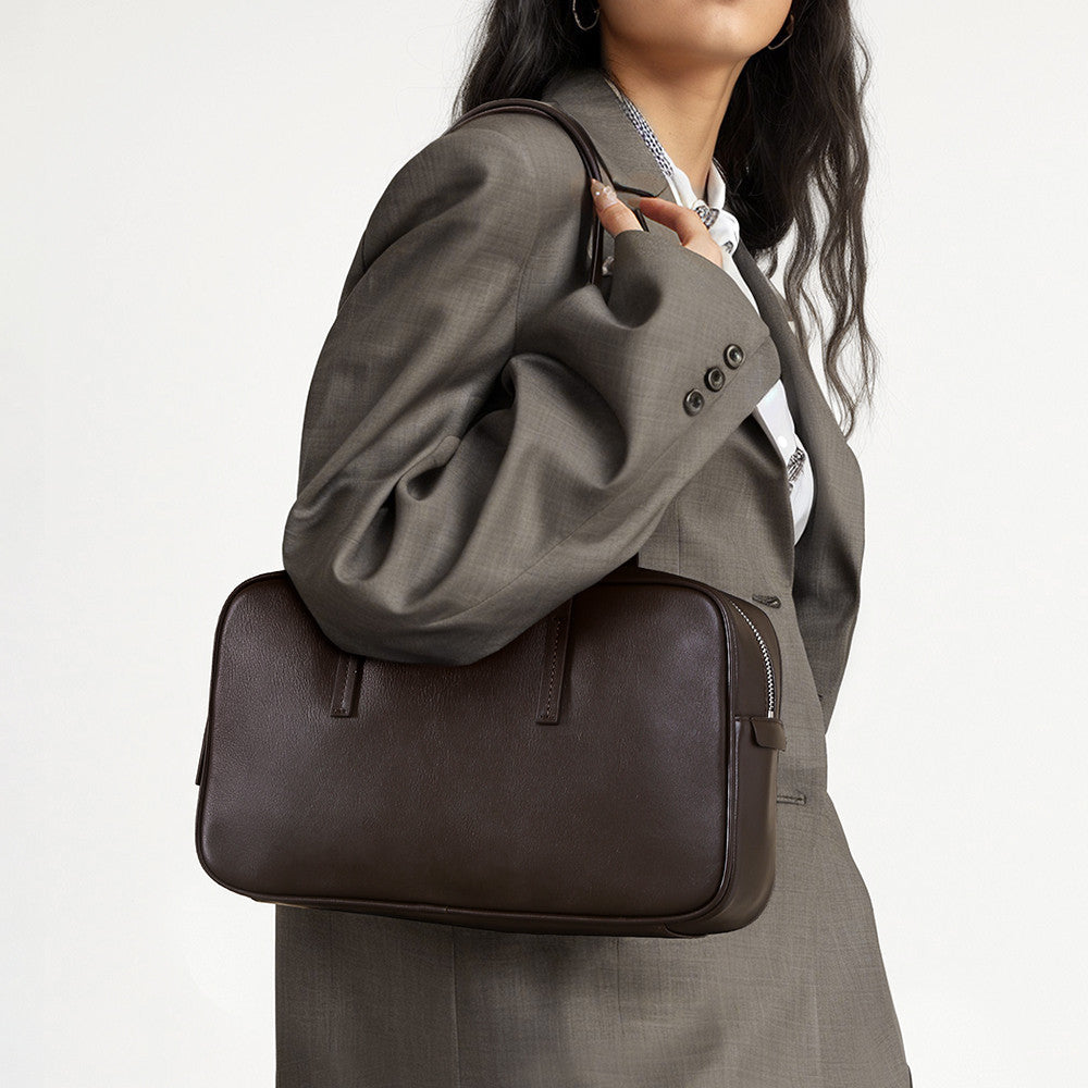 Leather Boston Underarm Tote