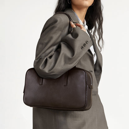 Leather Boston Underarm Tote