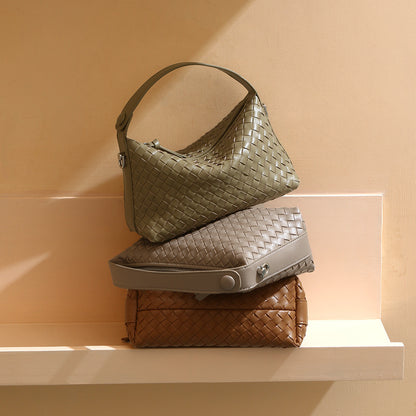 Woven Leather Dumpling Bag