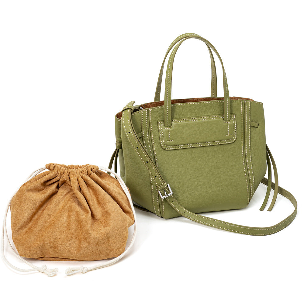 Cowhide Leather Tote with Strap