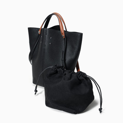 Large Leather Basket Tote