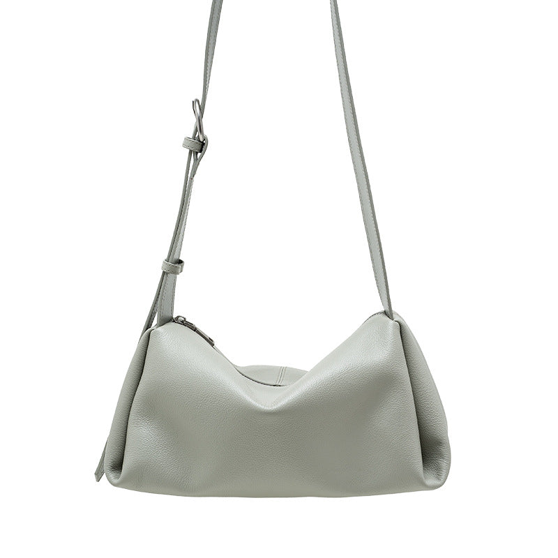 Wide-Strap Leather Pillow Bag