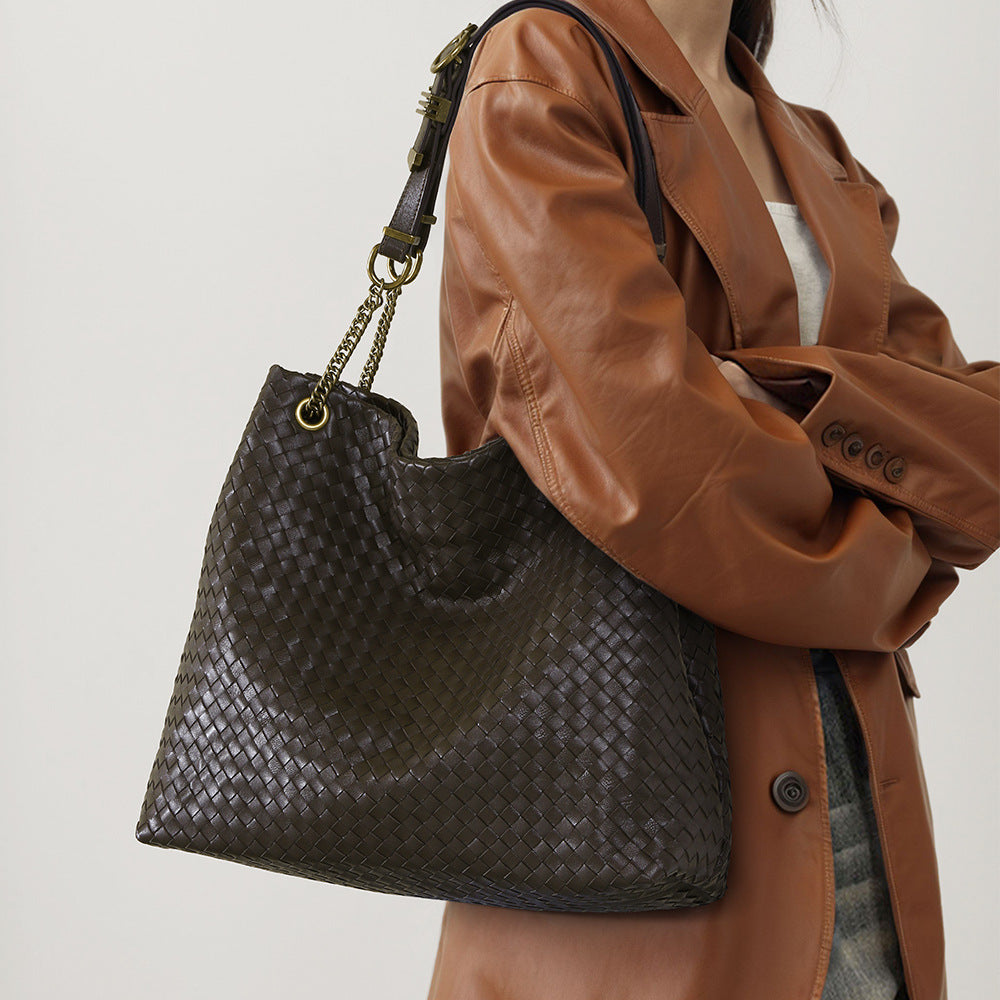 Woven Leather Underarm Bag