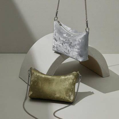 Satin & Leather Chain Bag