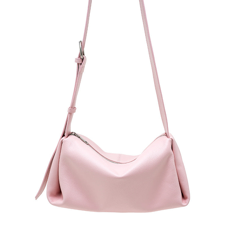 Wide-Strap Leather Pillow Bag