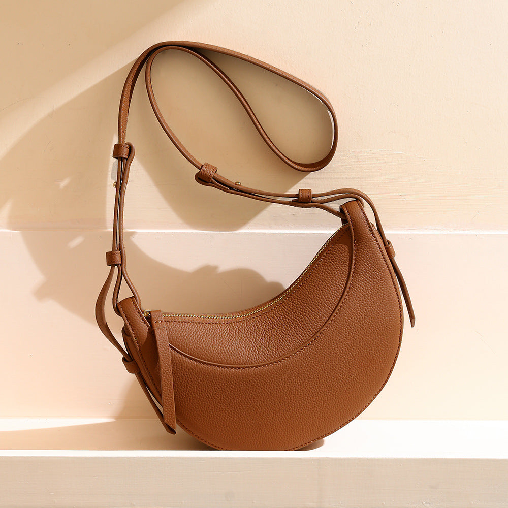 Pebbled Leather Crescent Bag