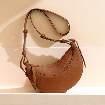 Pebbled Leather Crescent Bag