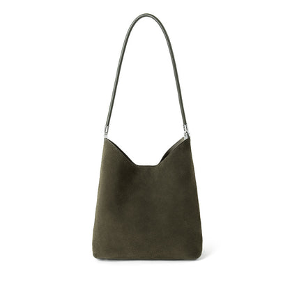 Cowhide Leather Bucket Handbag