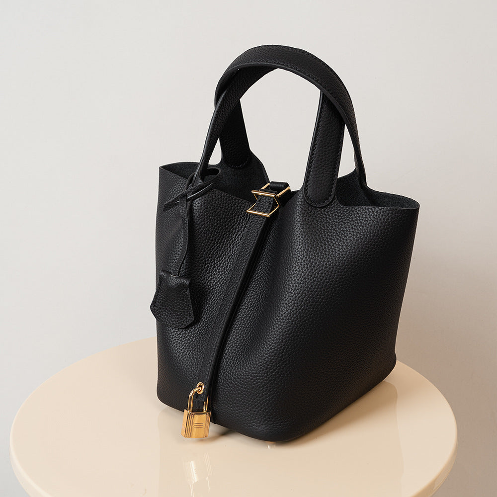 Leather Basket Handbag