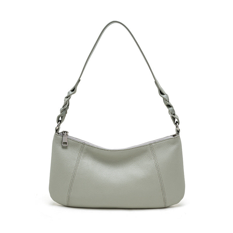 Cowhide Underarm Top-Handle Bag