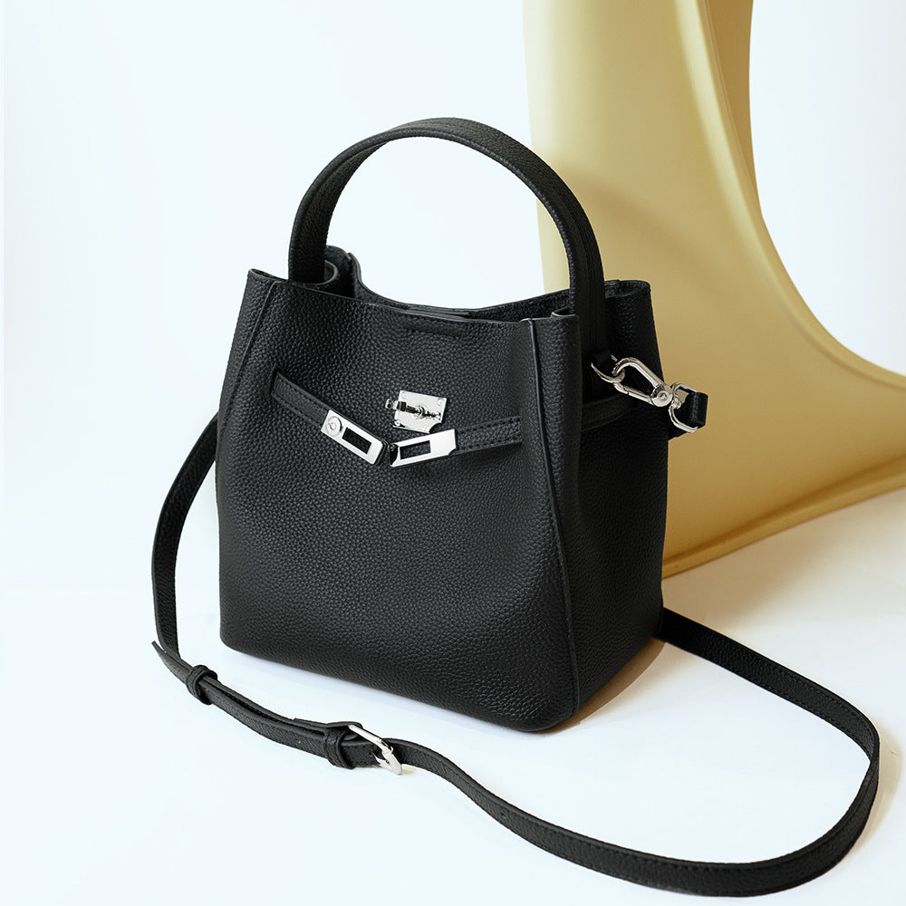 Cowhide Basket Bucket Crossbody