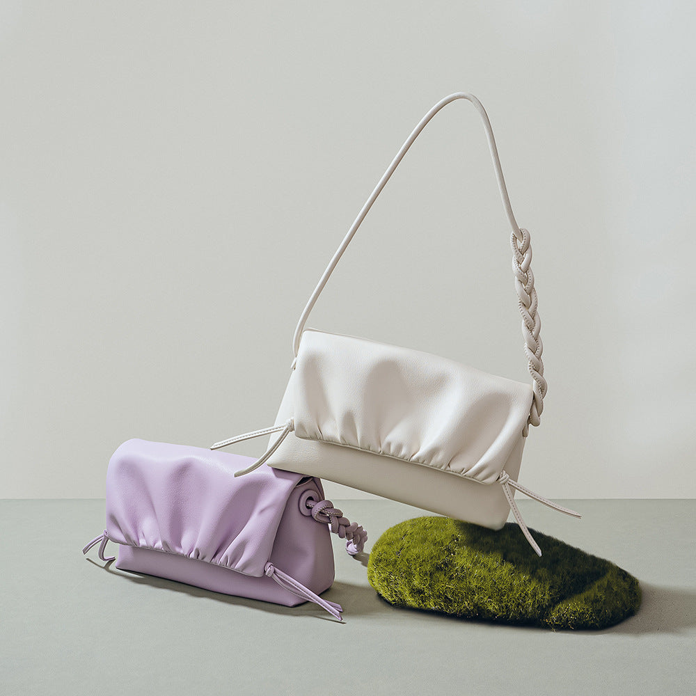 Pleated Leather Cloud Bag