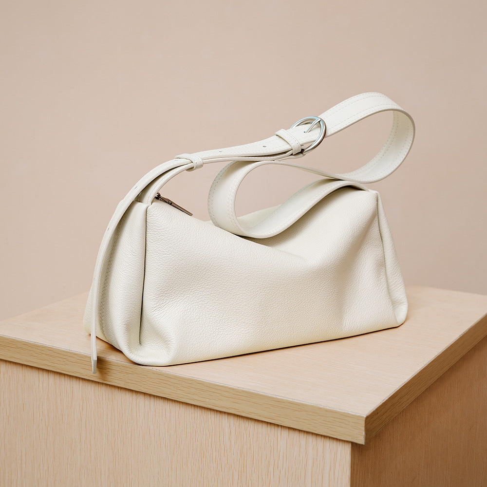 Wide-Strap Leather Pillow Bag