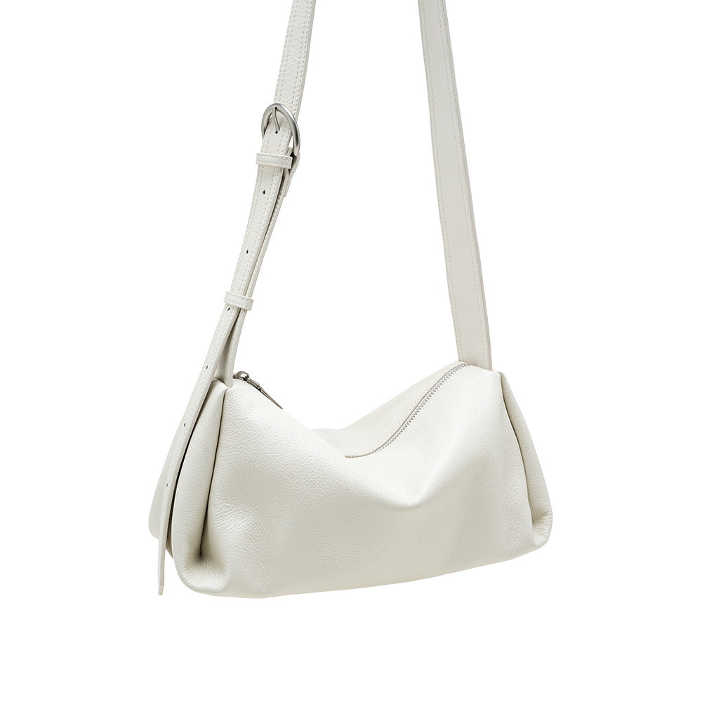 Wide-Strap Leather Pillow Bag