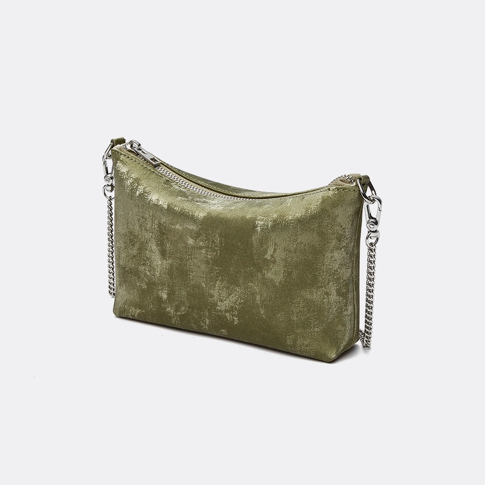 Satin & Leather Chain Bag