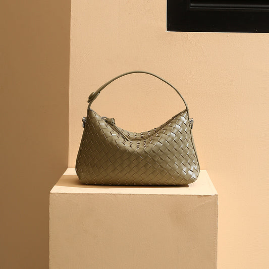 Woven Leather Dumpling Bag