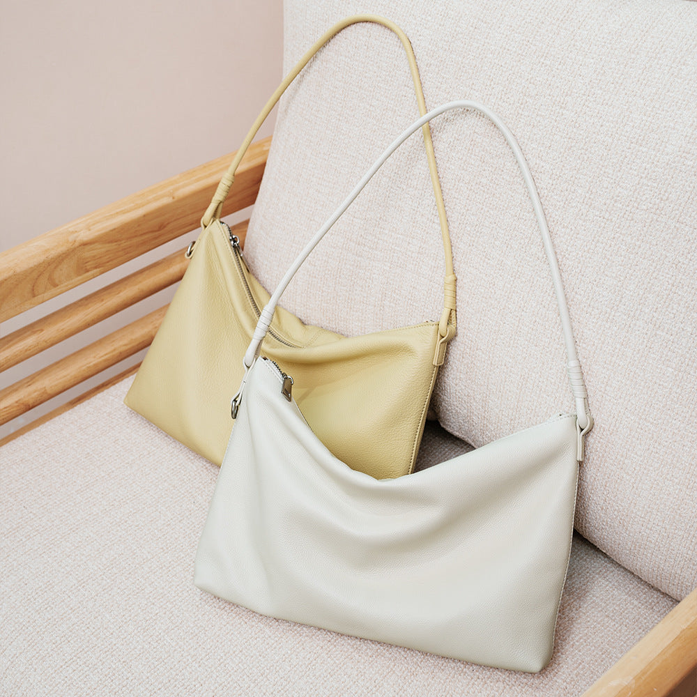Cowhide Leather Top-Handle Shoulder Bag