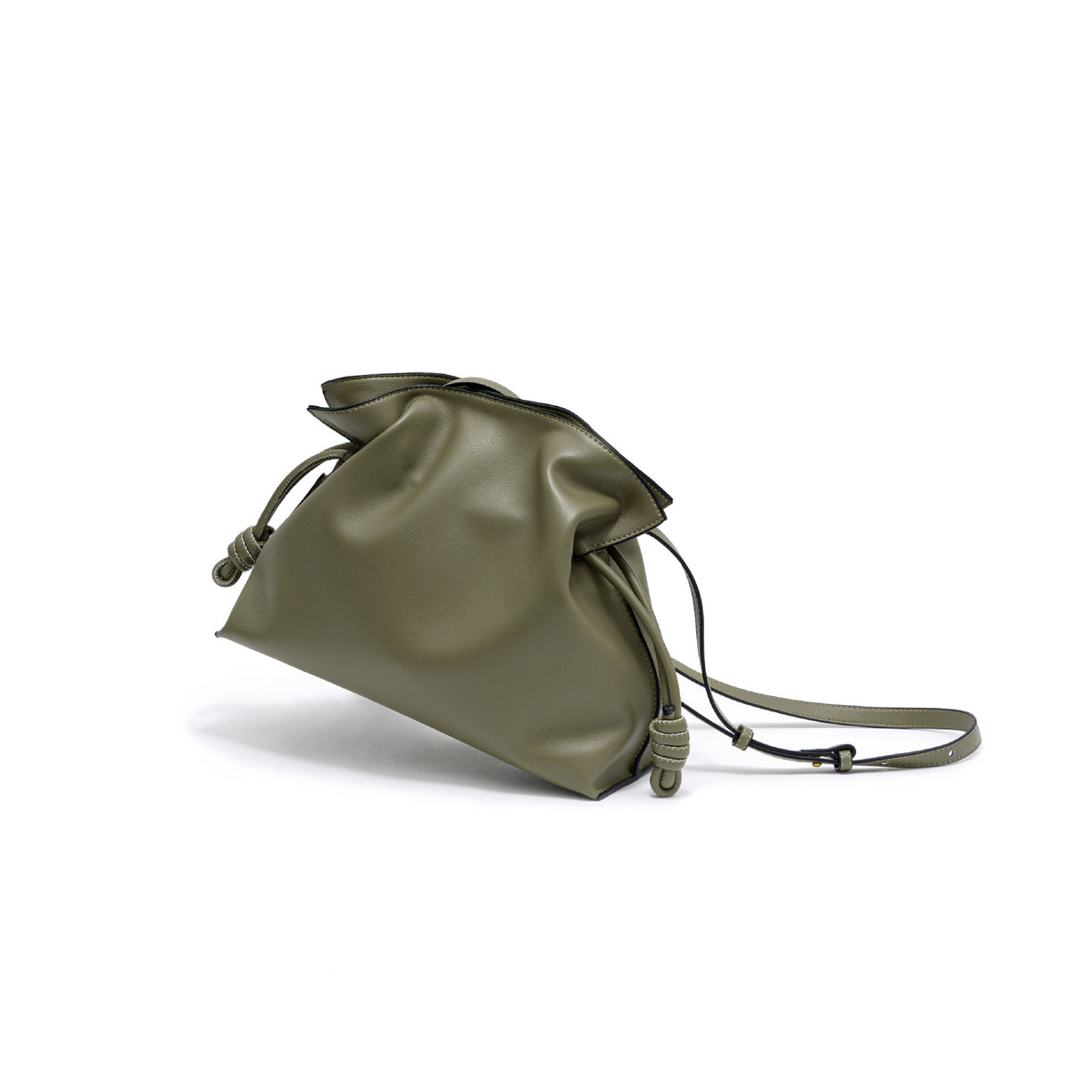 Pleated Leather Top-Handle Bag