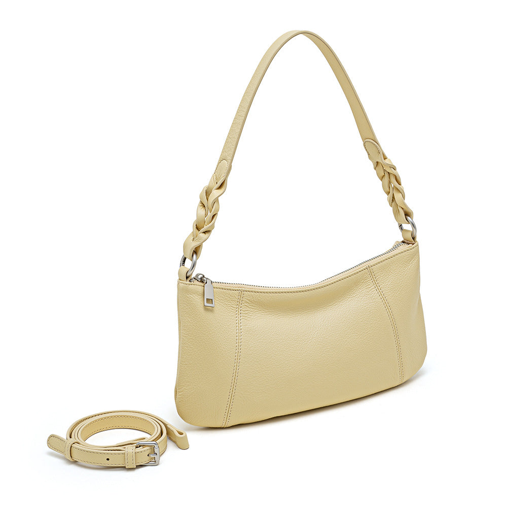 Cowhide Underarm Top-Handle Bag