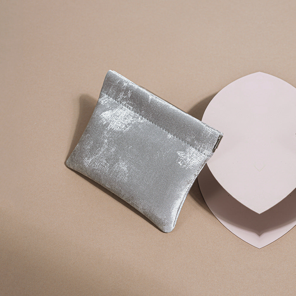 Satin & Leather Snap Coin Pouch