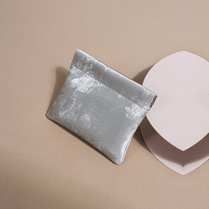 Satin & Leather Snap Coin Pouch